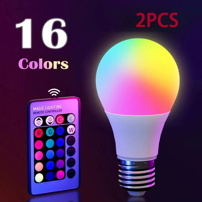 16 Colors RGB Bulb LED Multicolor Bulb 24 Key Remote Control Smart Lamp Atmosphere Light