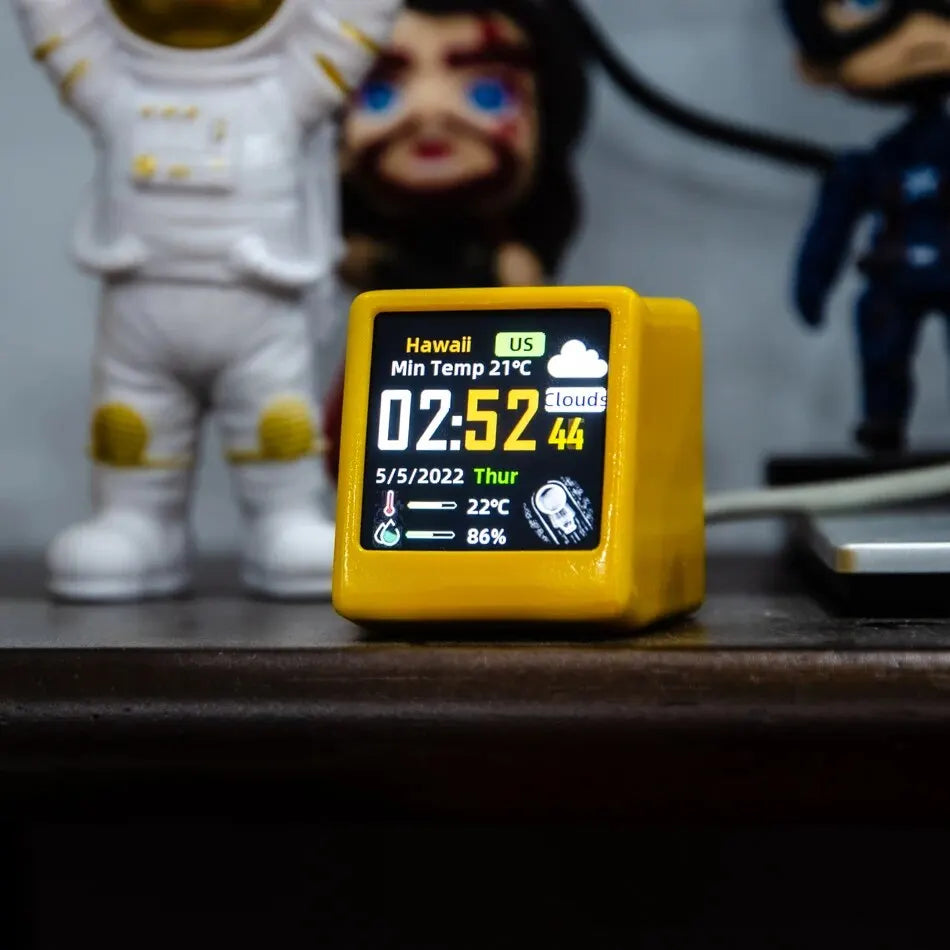 Mini Desktop Weather Digital Clock Station with IPS LCD Screen Gadget for Decoration
