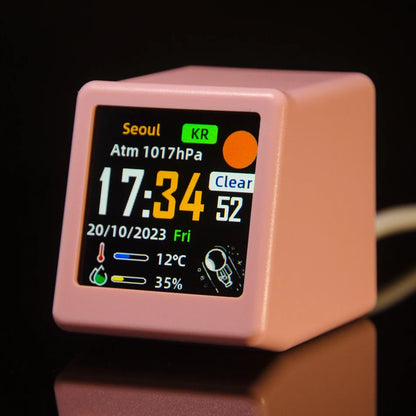 Mini Desktop Weather Digital Clock Station with IPS LCD Screen Gadget for Decoration