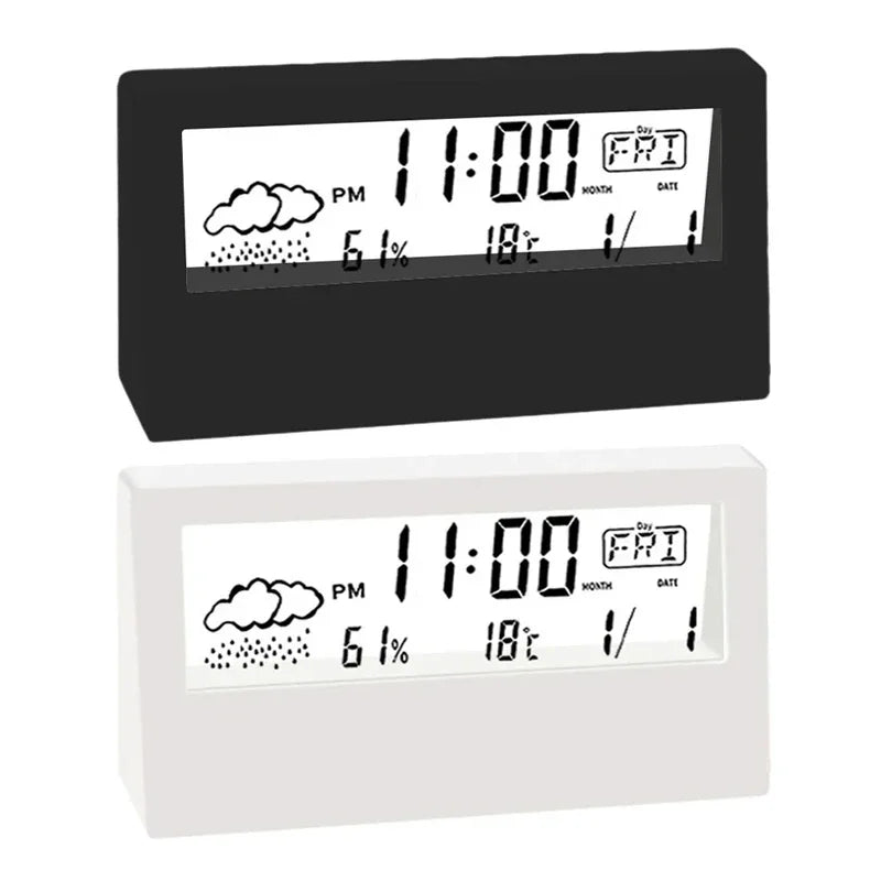LCD Desktop Alarm Clock, Weather, Temp, & Humidity