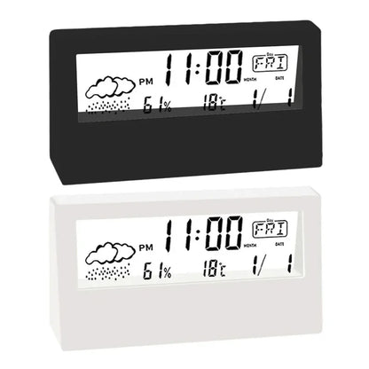 LCD Desktop Alarm Clock, Weather, Temp, & Humidity