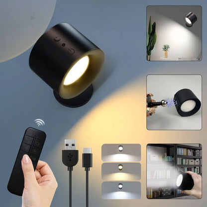 Rechargeable LED Wall Sconce | Touch & Remote | 360° Adjustable