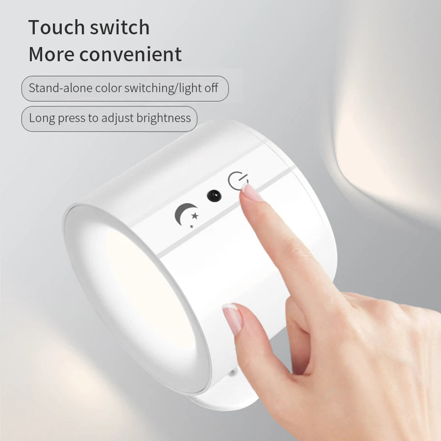 Rechargeable LED Wall Sconce | Touch & Remote | 360° Adjustable