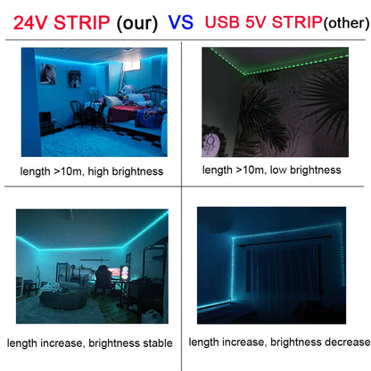 Led Lights for Room Music Sync RGB Led Strip Lights 10m 20m 30m Flexible Ribbon for Room Bedroom Decor