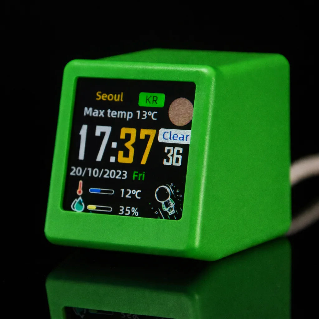 Mini Desktop Weather Digital Clock Station with IPS LCD Screen Gadget for Decoration