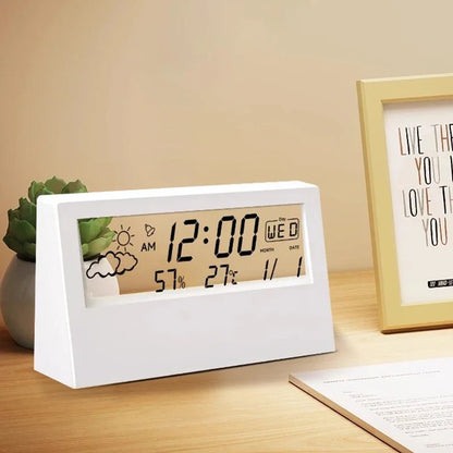 LCD Desktop Alarm Clock, Weather, Temp, & Humidity