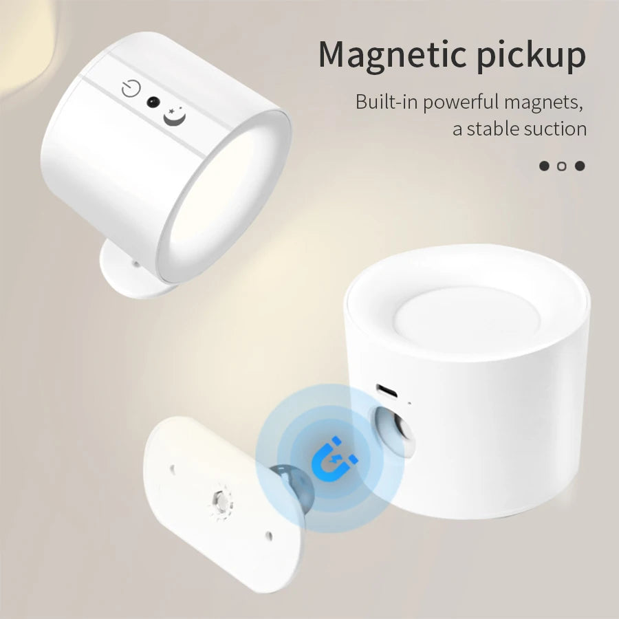 Rechargeable LED Wall Sconce | Touch & Remote | 360° Adjustable