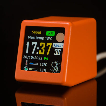 Mini Desktop Weather Digital Clock Station with IPS LCD Screen Gadget for Decoration