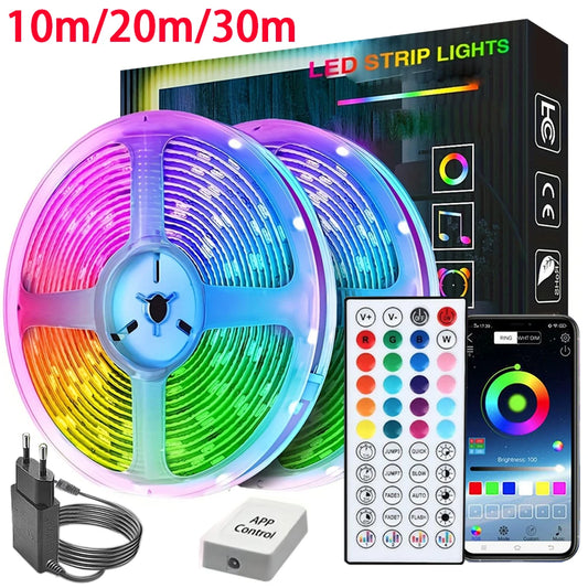 Led Lights for Room Music Sync RGB Led Strip Lights 10m 20m 30m Flexible Ribbon for Room Bedroom Decor