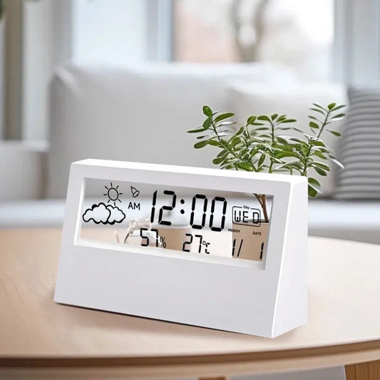 LCD Desktop Alarm Clock, Weather, Temp, & Humidity