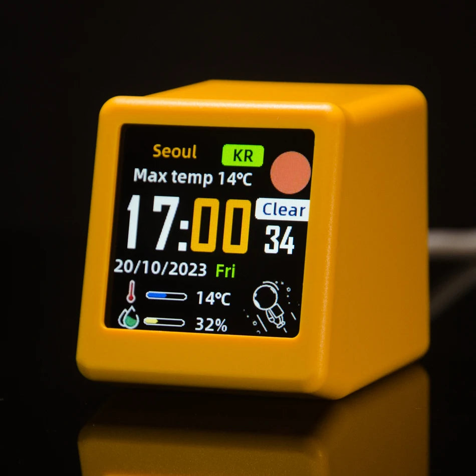 Mini Desktop Weather Digital Clock Station with IPS LCD Screen Gadget for Decoration