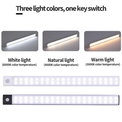 Rechargeable LED Motion Sensor Light Suitable For Kitchen, Wardrobe, Cabinet, 30cm/40cm/50cm
