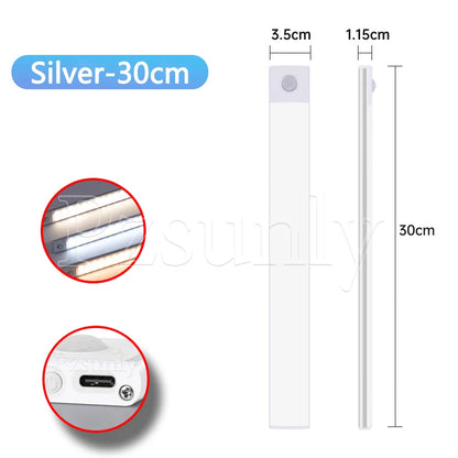 Rechargeable LED Motion Sensor Light Suitable For Kitchen, Wardrobe, Cabinet, 30cm/40cm/50cm