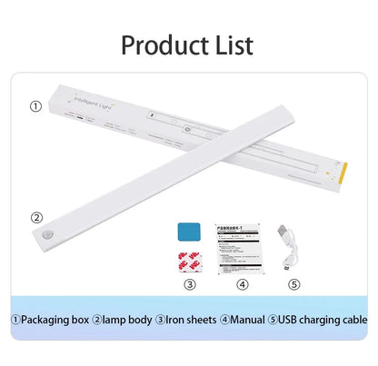 Rechargeable LED Motion Sensor Light Suitable For Kitchen, Wardrobe, Cabinet, 30cm/40cm/50cm