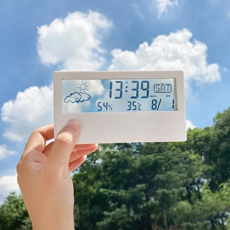 LCD Desktop Alarm Clock, Weather, Temp, & Humidity