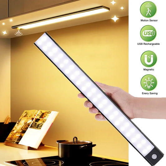 Rechargeable LED Motion Sensor Light Suitable For Kitchen, Wardrobe, Cabinet, 30cm/40cm/50cm