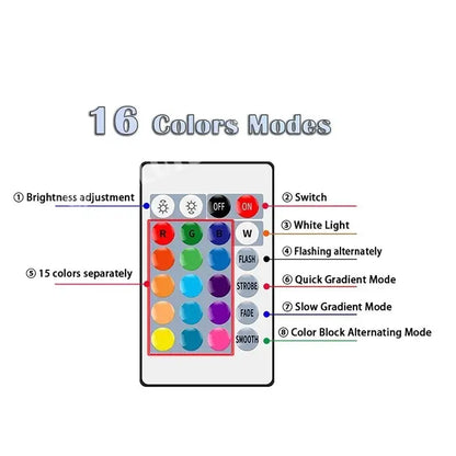 16 Colors RGB Bulb LED Multicolor Bulb 24 Key Remote Control Smart Lamp Atmosphere Light