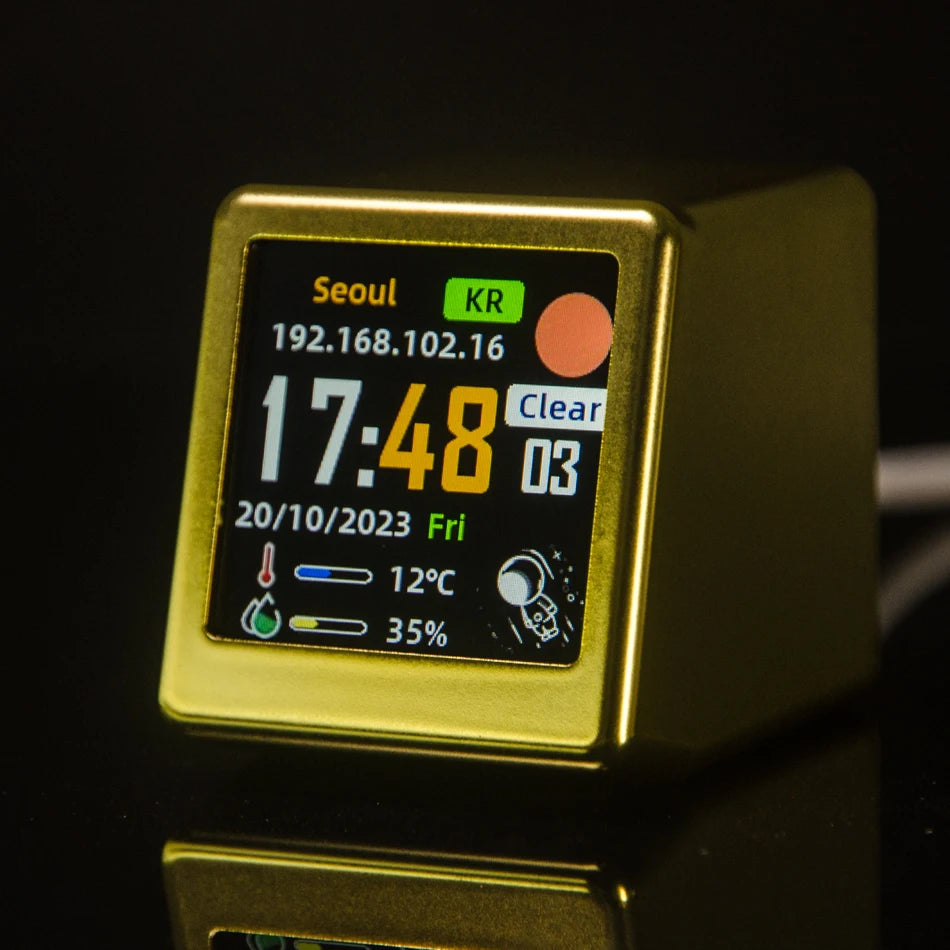 Mini Desktop Weather Digital Clock Station with IPS LCD Screen Gadget for Decoration