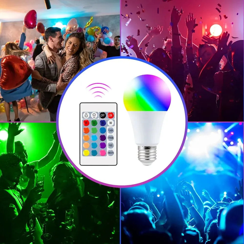 16 Colors RGB Bulb LED Multicolor Bulb 24 Key Remote Control Smart Lamp Atmosphere Light