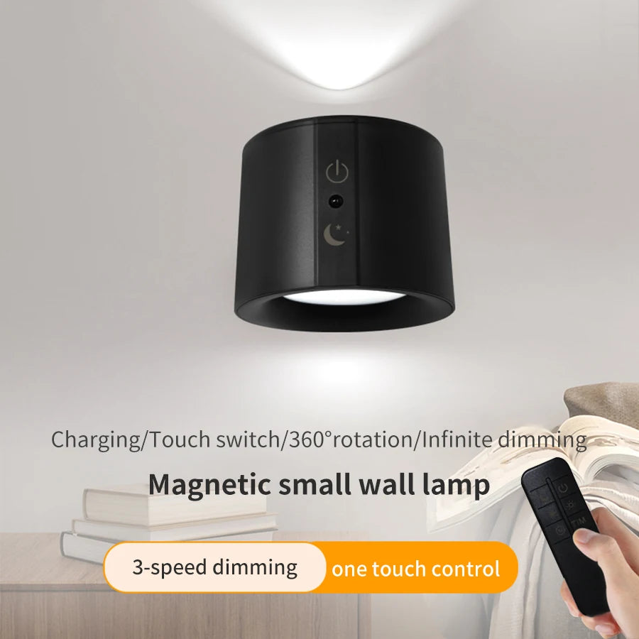 Rechargeable LED Wall Sconce | Touch & Remote | 360° Adjustable