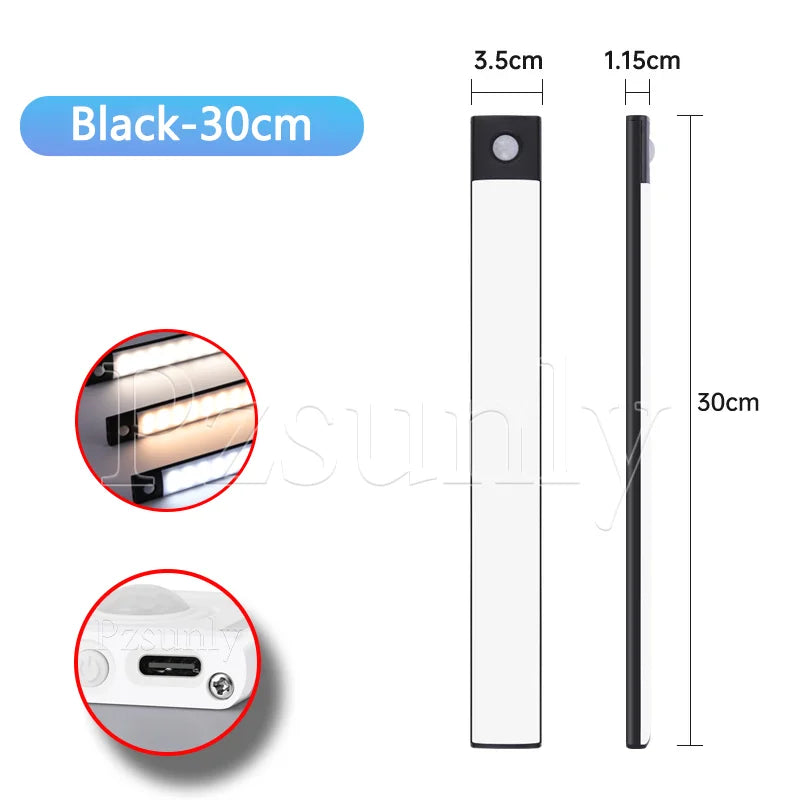 Rechargeable LED Motion Sensor Light Suitable For Kitchen, Wardrobe, Cabinet, 30cm/40cm/50cm